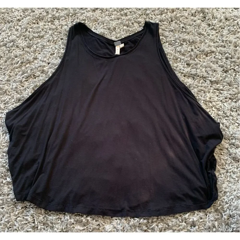 8- FREE PEOPLE black SLEEVELESS DROPPED ARMHOLE LITTLE ROCK TANK TOP sz L